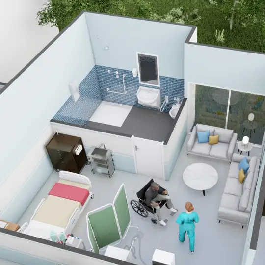 Bariatric patient suites with vacuum plumbing